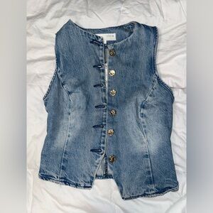 Zara Light Blue Denim Vest